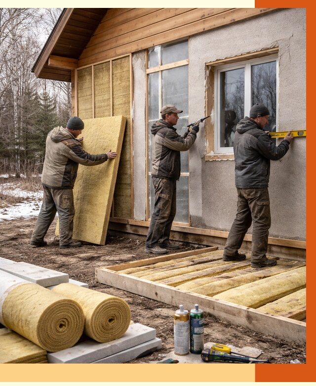 Утепление дачного дома в Полысаеве от 4884 руб/м2 — недорого | ТепломастерПлс
