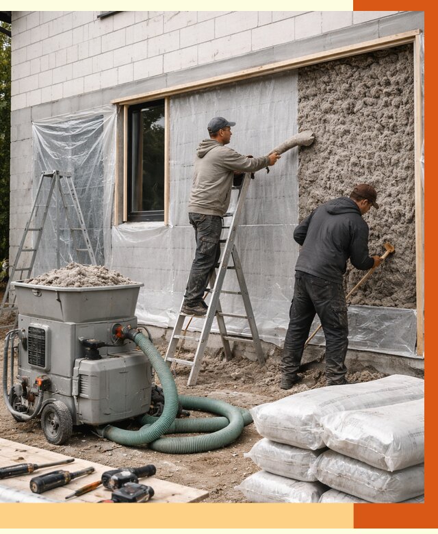 Утепление дома из газобетона эковатой в Полысаеве от 4627 руб./м2 | ТепломастерПлс